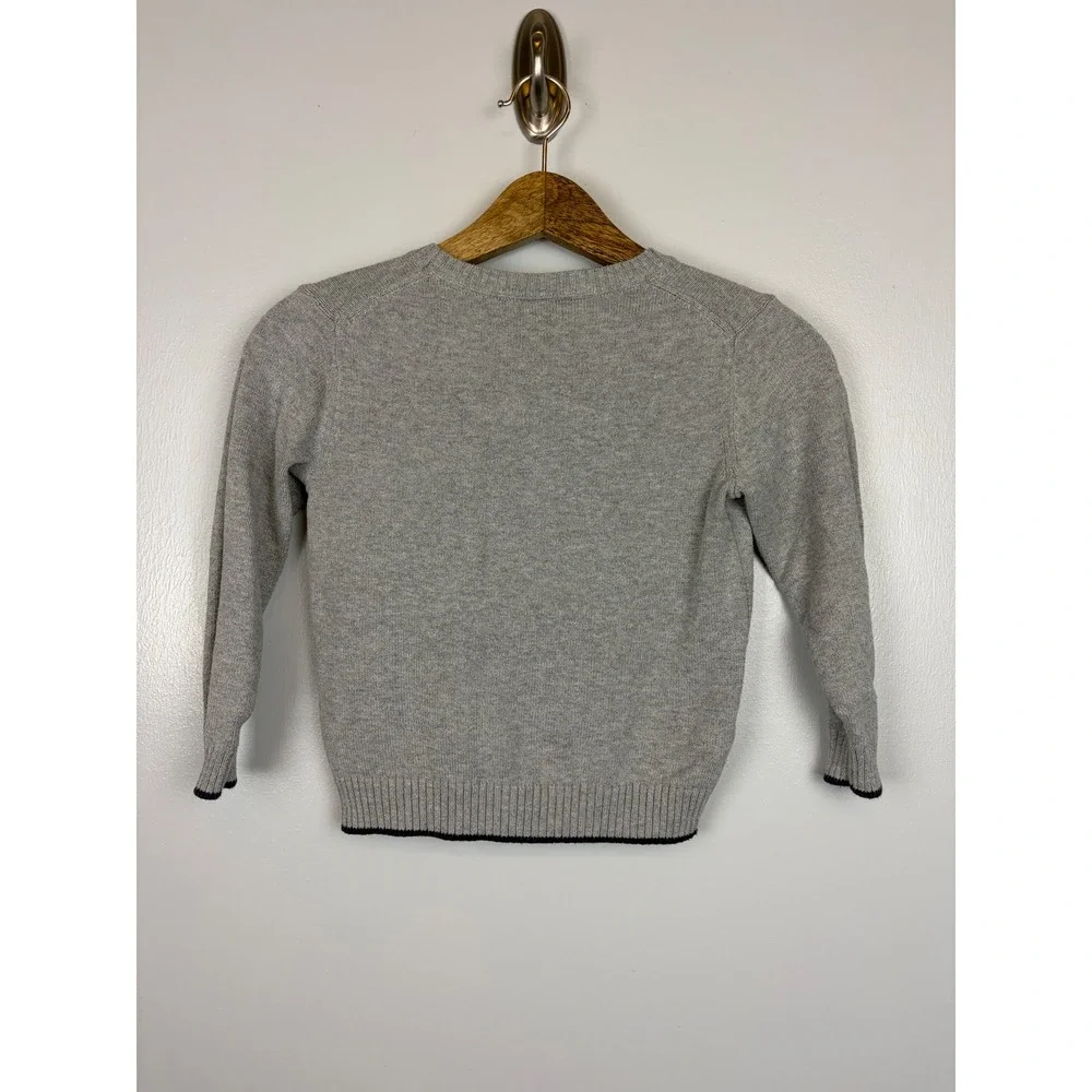 Janie and Jack Boys‎ Heathered Gray Cotton Bulldog Pullover Sweater Sz 5 Toddler